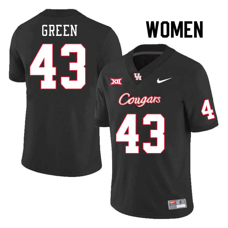 Women #43 Rickey Green Houston Cougars College Football Jerseys Stitched-Black